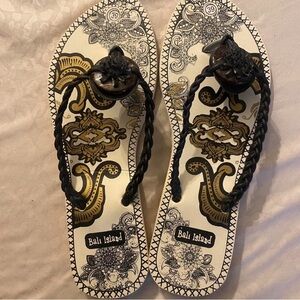 Women's Black and Gold Sandals
